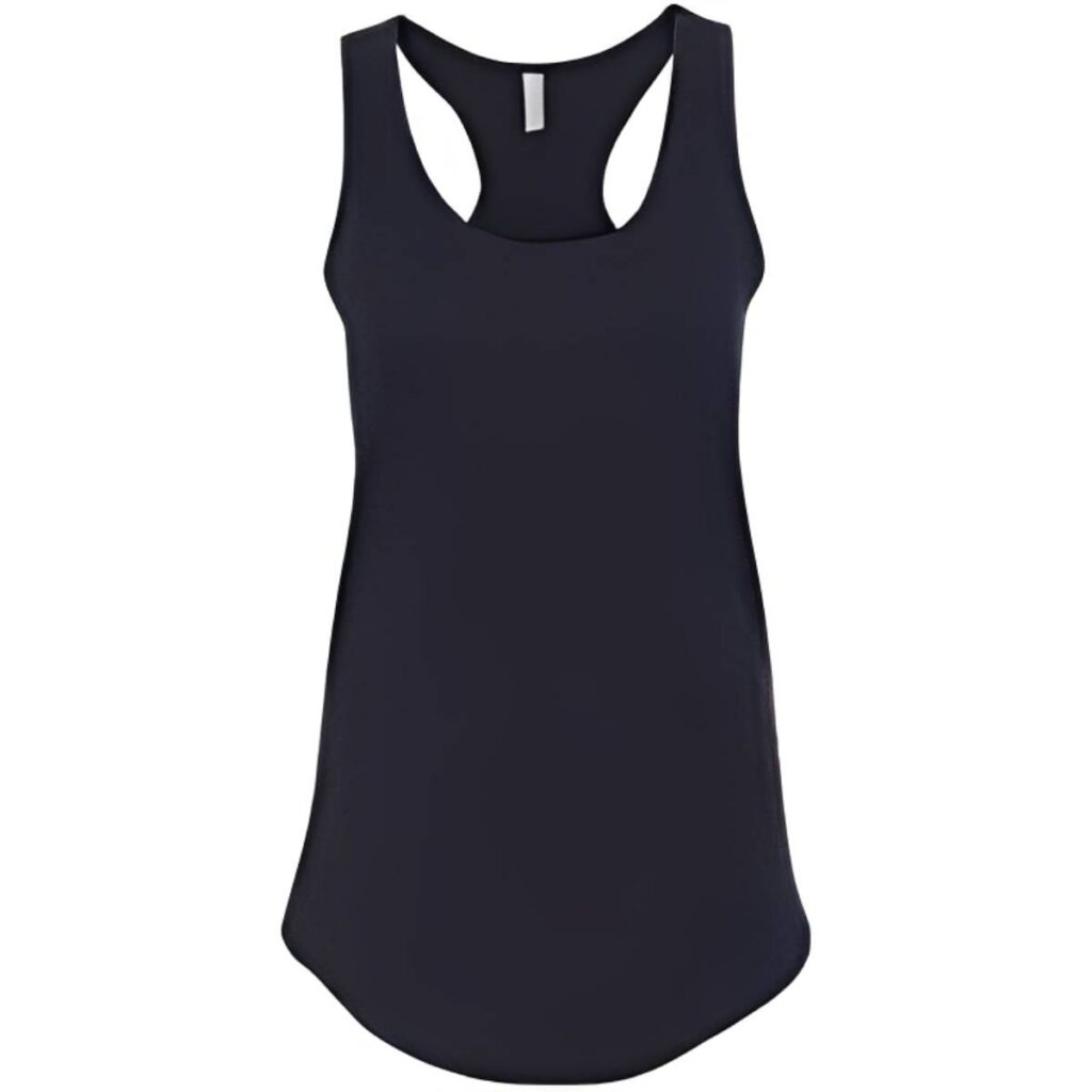 Black sleeveless racerback tank top.