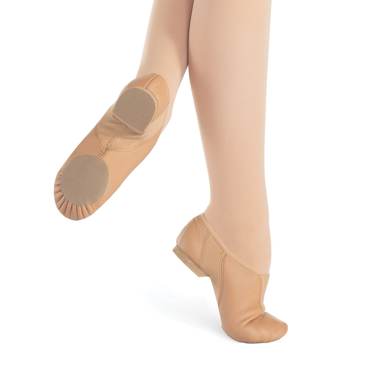 Close-up of feet wearing ballet foot undies.